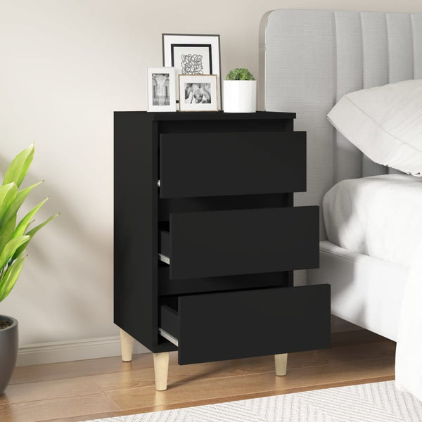 Bedside Cabinet Black 40X35x70 Cm Engineered Wood Bedside Tables