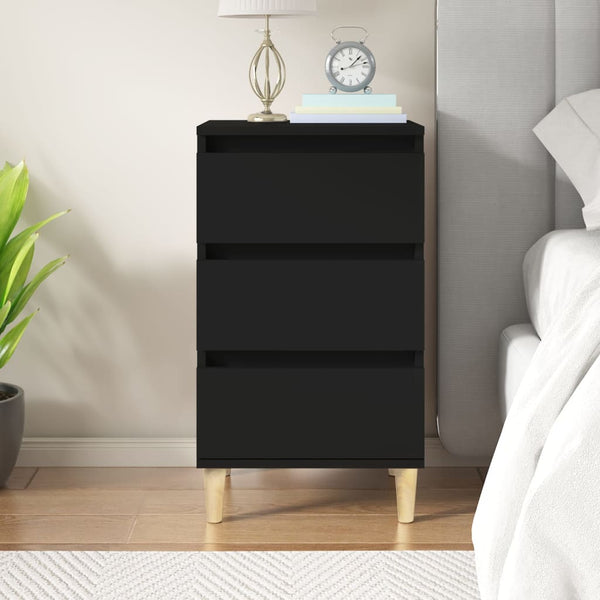 Bedside Cabinet Black 40X35x70 Cm Engineered Wood Bedside Tables