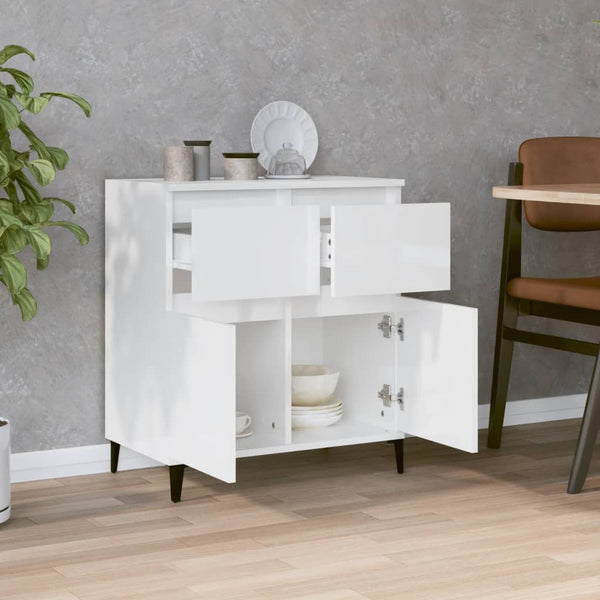 Sideboard High Gloss White 60X35x70 Cm Engineered Wood Sideboards & Buffets