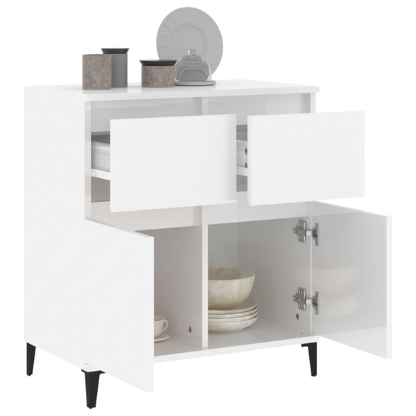 Sideboard High Gloss White 60X35x70 Cm Engineered Wood Sideboards & Buffets