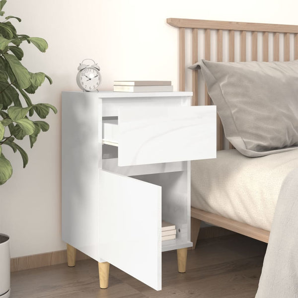 Bedside Cabinets 2 Pcs High Gloss White 40X35x70 Cm Bedside Tables