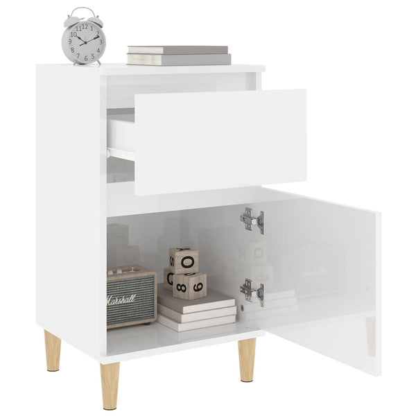 Bedside Cabinets 2 Pcs High Gloss White 40X35x70 Cm Bedside Tables