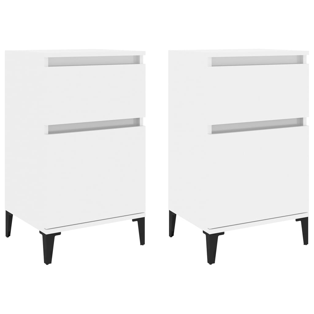 Bedside Cabinets 2 Pcs High Gloss White 40X35x70 Cm Bedside Tables