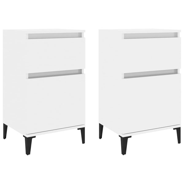 Bedside Cabinets 2 Pcs High Gloss White 40X35x70 Cm Bedside Tables