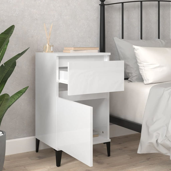 Bedside Cabinets 2 Pcs High Gloss White 40X35x70 Cm Bedside Tables