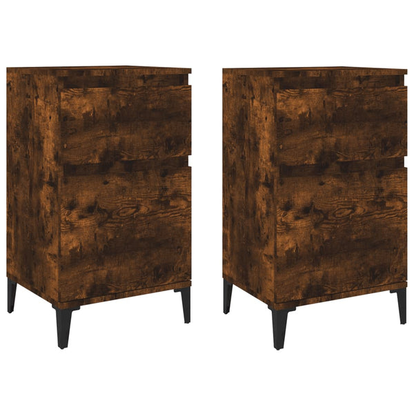 Bedside Cabinets 2 Pcs Smoked Oak 40X35x70 Cm Bedside Tables