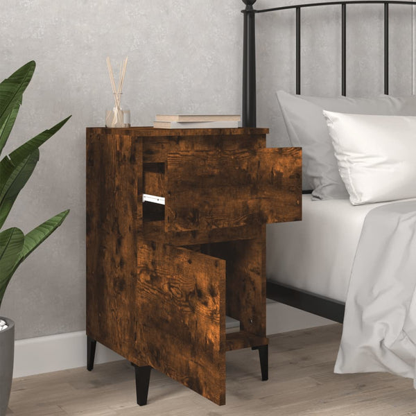 Bedside Cabinets 2 Pcs Smoked Oak 40X35x70 Cm Bedside Tables