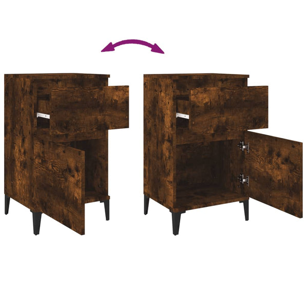 Bedside Cabinets 2 Pcs Smoked Oak 40X35x70 Cm Bedside Tables