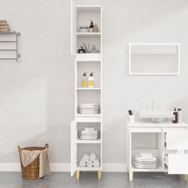 Bathroom Cabinet White 30X30x190 Cm Engineered Wood Bathroom Cabinets