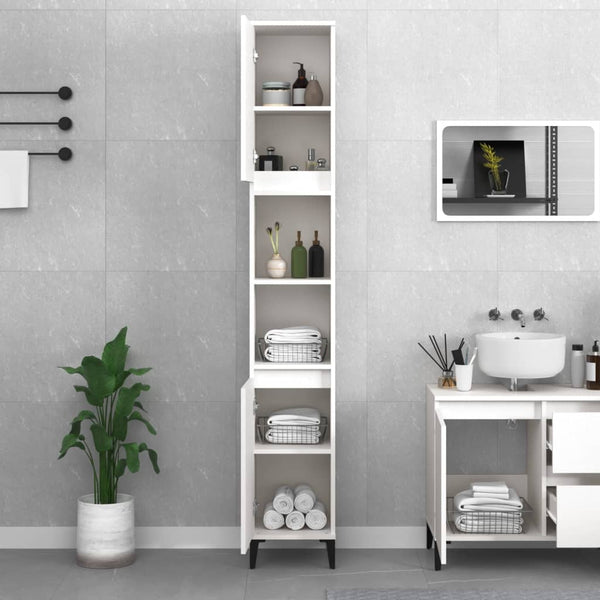 Bathroom Cabinet White 30X30x190 Cm Engineered Wood Bathroom Cabinets