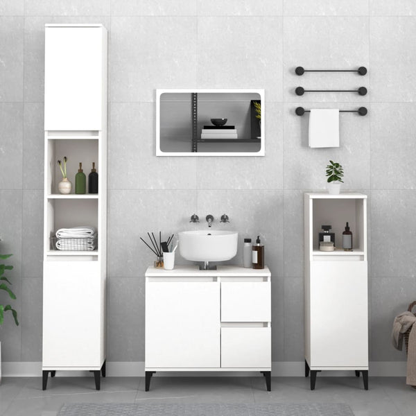 Bathroom Cabinet White 30X30x190 Cm Engineered Wood Bathroom Cabinets