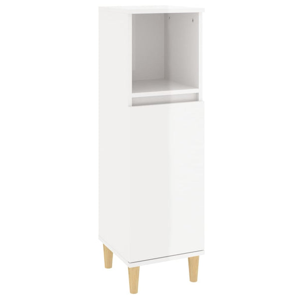 Bathroom Cabinet High Gloss White 30X30x100 Cm Engineered Wood Bathroom Cabinets