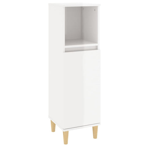 Bathroom Cabinet High Gloss White 30X30x100 Cm Engineered Wood Bathroom Cabinets
