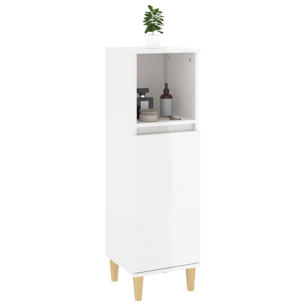 Bathroom Cabinet High Gloss White 30X30x100 Cm Engineered Wood Bathroom Cabinets