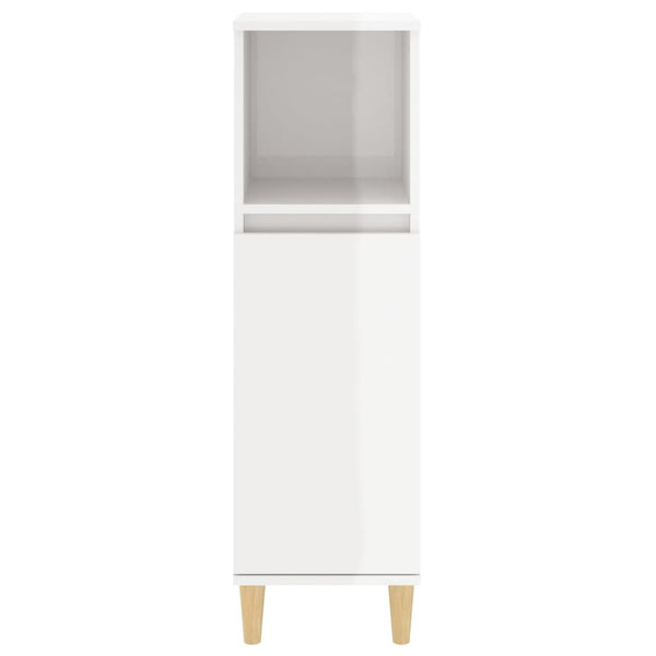 Bathroom Cabinet High Gloss White 30X30x100 Cm Engineered Wood Bathroom Cabinets