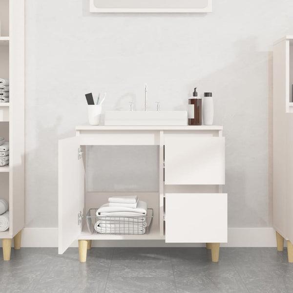 Bathroom Cabinet White 65X33x60 Cm Engineered Wood Bathroom Cabinets