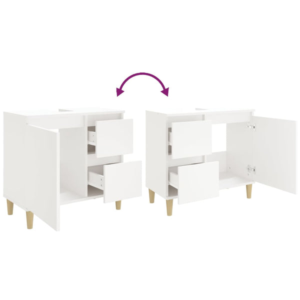 Bathroom Cabinet White 65X33x60 Cm Engineered Wood Bathroom Cabinets