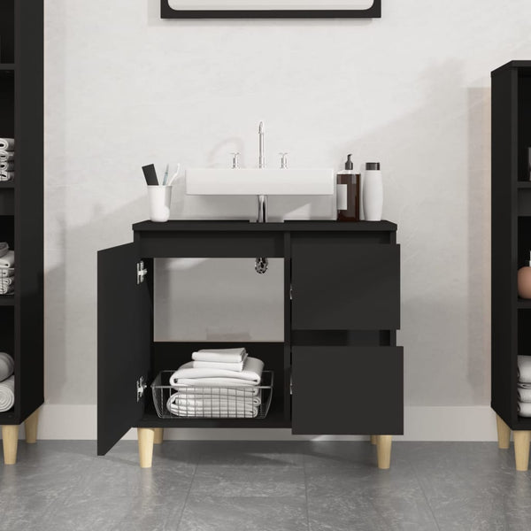 Bathroom Cabinet Black 65X33x60 Cm Engineered Wood Bathroom Cabinets