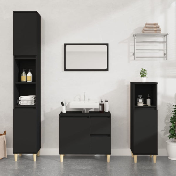 Bathroom Cabinet Black 65X33x60 Cm Engineered Wood Bathroom Cabinets
