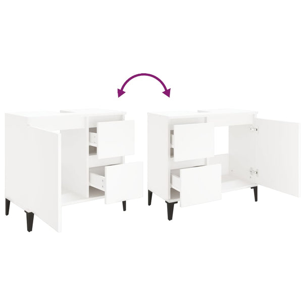 Bathroom Cabinet White 65X33x60 Cm Engineered Wood Bathroom Cabinets