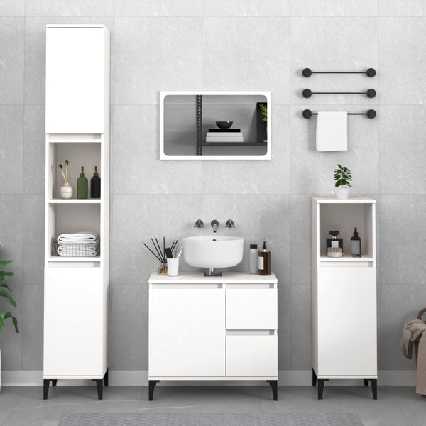 Bathroom Cabinet White 65X33x60 Cm Engineered Wood Bathroom Cabinets