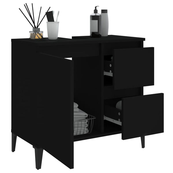 Bathroom Cabinet Black 65X33x60 Cm Engineered Wood Bathroom Cabinets