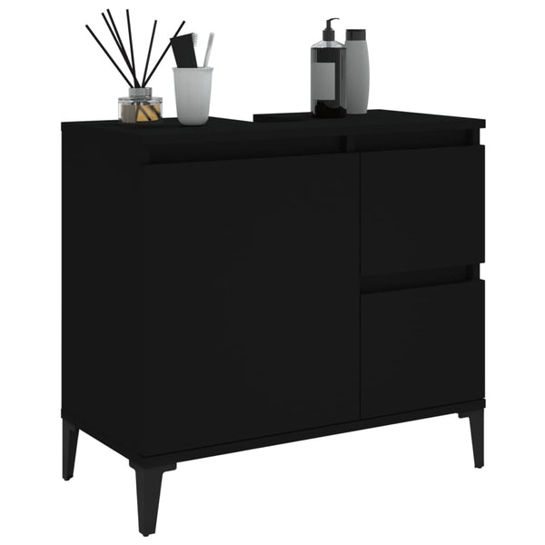 Bathroom Cabinet Black 65X33x60 Cm Engineered Wood Bathroom Cabinets
