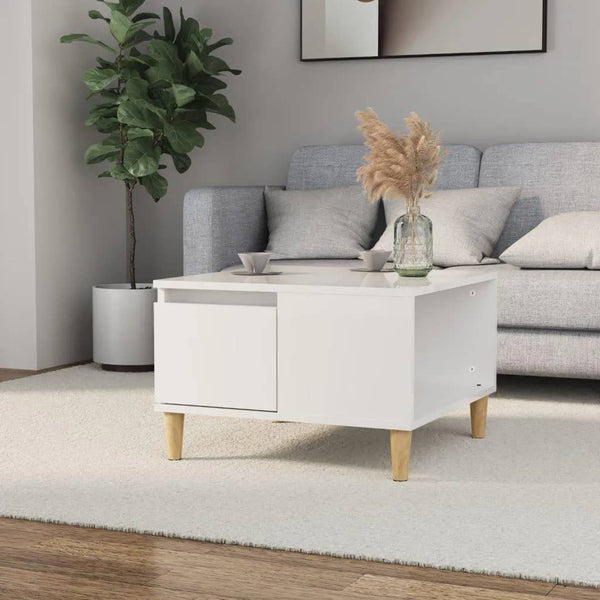 Coffee Table High Gloss White 55X55x36.5 Cm Engineered Wood Coffee Tables
