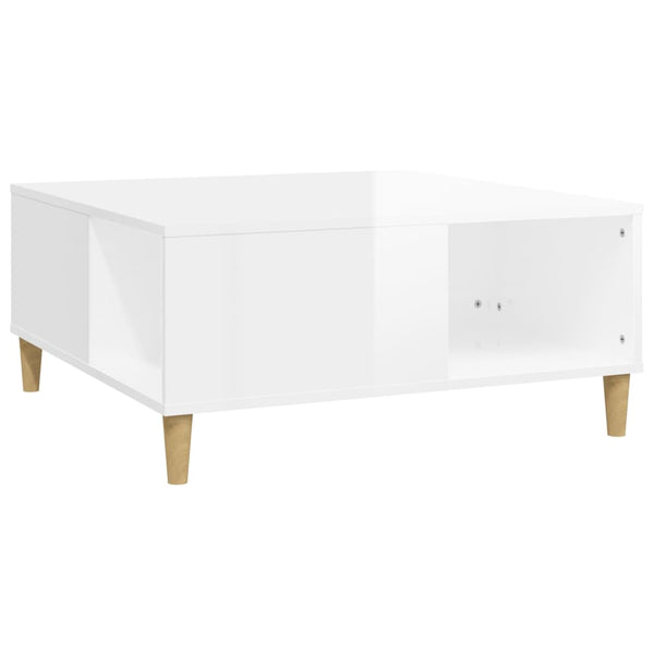 Coffee Table High Gloss White 80X80x36.5 Cm Engineered Wood Coffee Tables