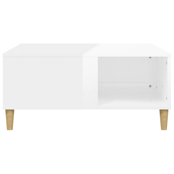 Coffee Table High Gloss White 80X80x36.5 Cm Engineered Wood Coffee Tables