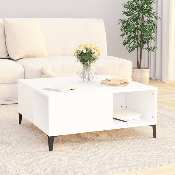 Coffee Table White 80X80x36.5 Cm Engineered Wood Coffee Tables