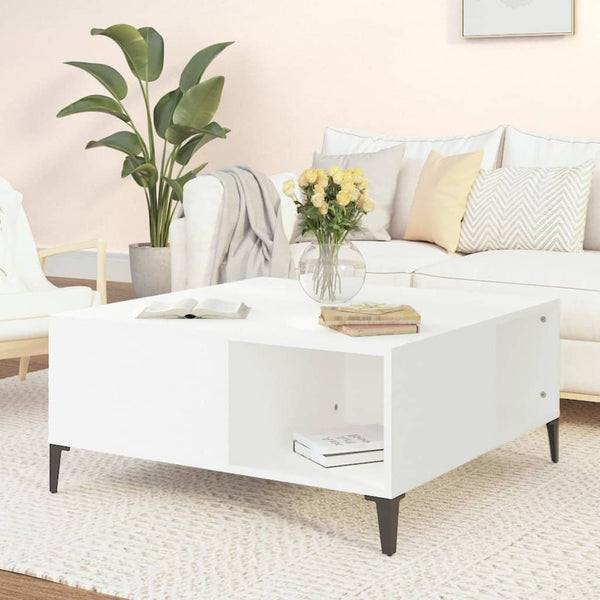 Coffee Table White 80X80x36.5 Cm Engineered Wood Coffee Tables