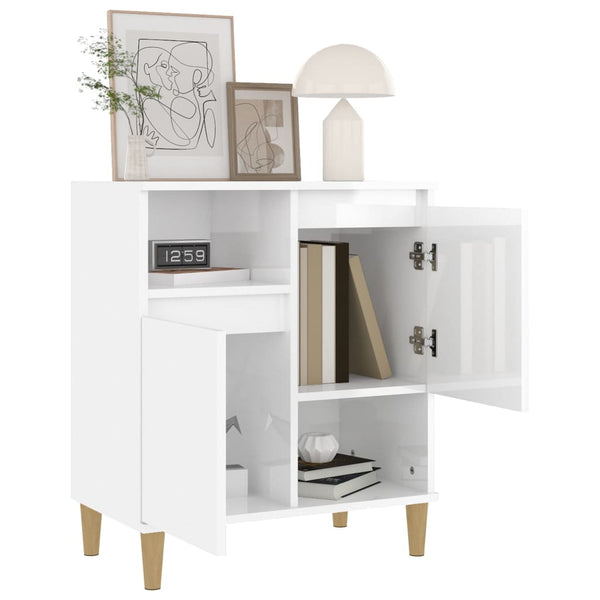 Sideboard High Gloss White 60X35x70 Cm Engineered Wood Sideboards & Buffets
