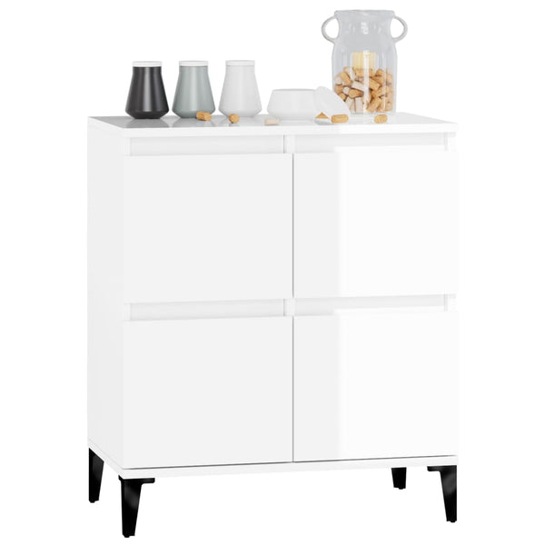 Sideboard High Gloss White 60X35x70 Cm Engineered Wood Sideboards & Buffets