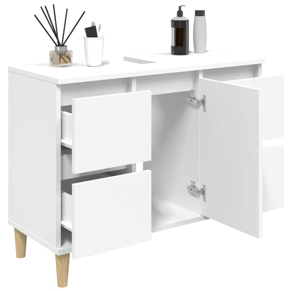Sink Cabinet White 80X33x60 Cm Engineered Wood Bathroom Cabinets