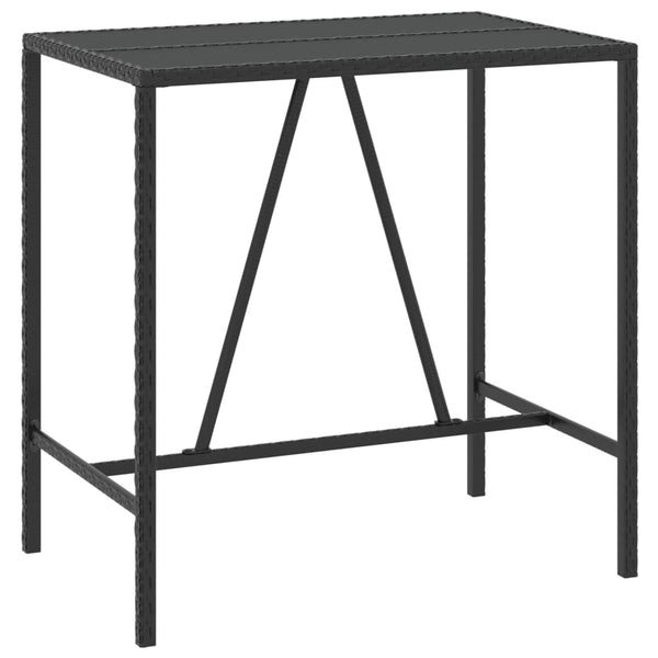 Bar Table With Glass Top Black 110X70x110 Cm Poly Rattan Bar Tables
