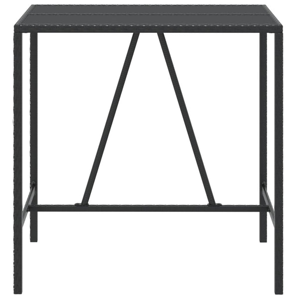 Bar Table With Glass Top Black 110X70x110 Cm Poly Rattan Bar Tables