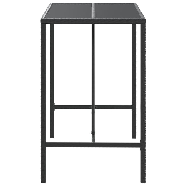 Bar Table With Glass Top Black 110X70x110 Cm Poly Rattan Bar Tables