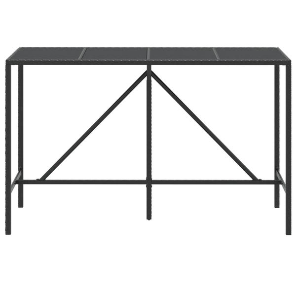 Bar Table With Glass Top Black 180X70x110 Cm Poly Rattan Bar Tables