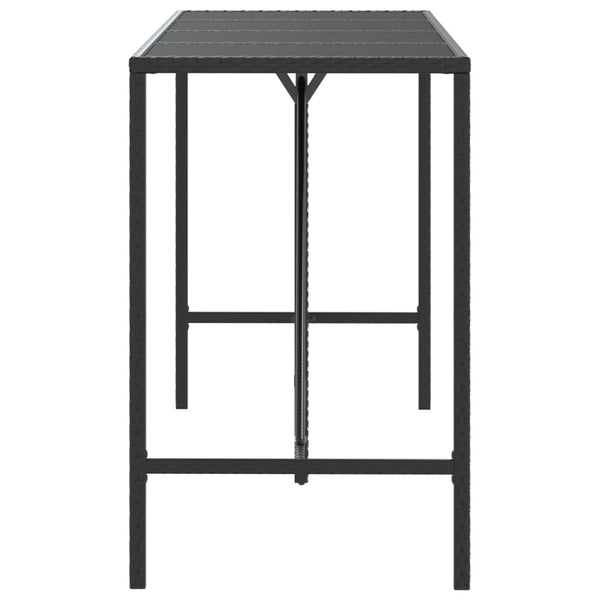 Bar Table With Glass Top Black 180X70x110 Cm Poly Rattan Bar Tables