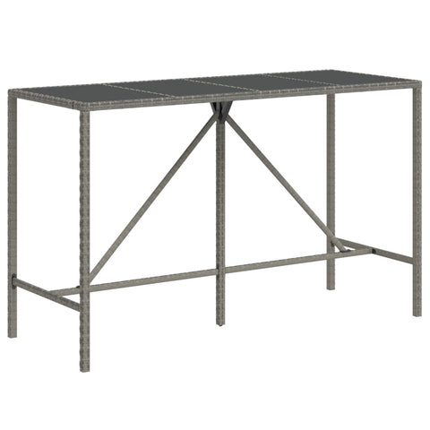 Bar Table With Glass Top Grey 180X70x110 Cm Poly Rattan Bar Tables