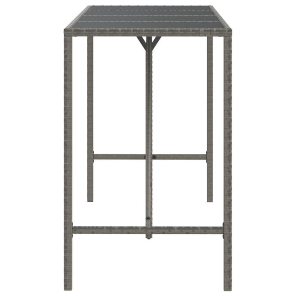 Bar Table With Glass Top Grey 180X70x110 Cm Poly Rattan Bar Tables