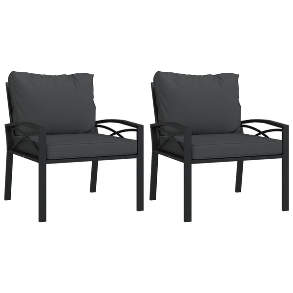 Garden Chairs With Grey Cushions 2 Pcs 68X76x79 Cm Steel Patio Chairs