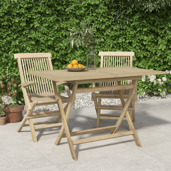 Folding Garden Table Grey 120X70x75 Cm Solid Wood Teak Patio & Garden Tables
