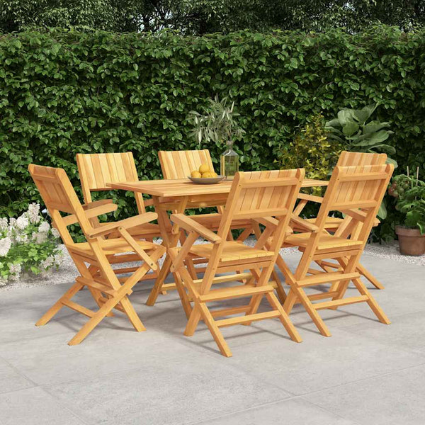Vidaxl 7 Piece Garden Dining Set Solid Wood Teak Outdoor Dining Sets