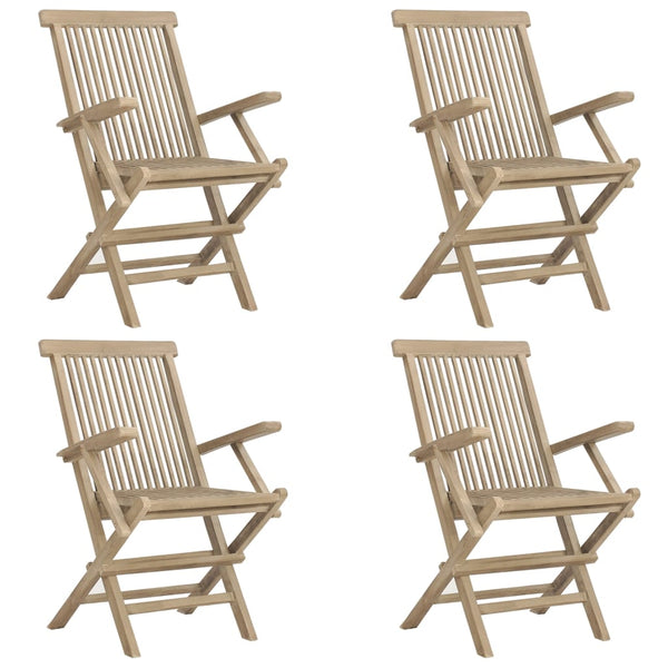 Vidaxl 5 Piece Garden Dining Set Grey Solid Wood Teak Outdoor Dining Sets