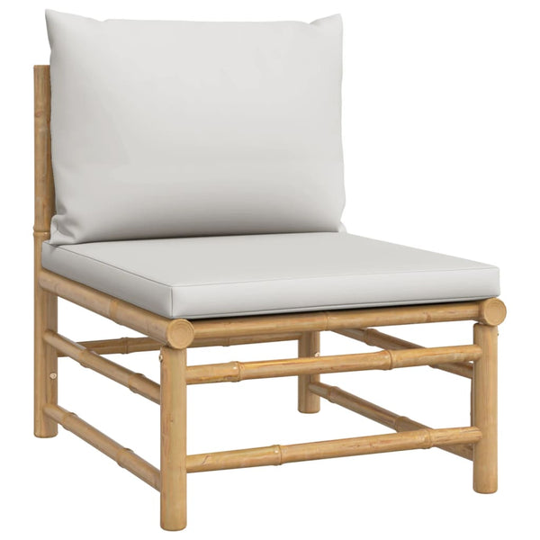 Vidaxl 5 Piece Garden Lounge Set With Light Grey Cushions Bamboo Other Patio & Garden Furniture