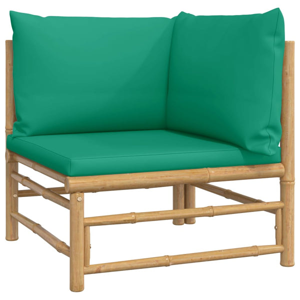 Vidaxl 6 Piece Garden Lounge Set With Green Cushions Bamboo Other Patio & Garden Furniture