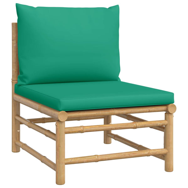 Vidaxl 6 Piece Garden Lounge Set With Green Cushions Bamboo Other Patio & Garden Furniture