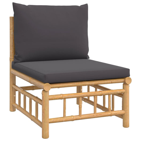 6 Piece Garden Lounge Set With Dark Grey Cushions Bamboo Patio Furniture Sets